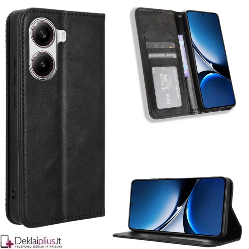 Dirbtinės odos atverčiamas dėklas su skyreliais - juodas (Xiaomi Poco X7 Pro) Dirbtinės odos atverčiamas dėklas su skyreliais - juodas (Xiaomi Poco X7 Pro)